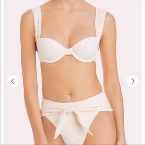 We Wore What Claudia Eyelet Bikini Top & Riveria Bottoms